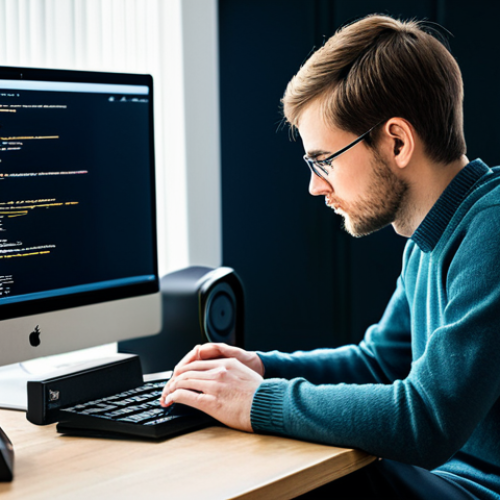 Home 15 A professional individual, fully clothed in a modest, smart casual sweater and dark trousers, sitting at a clean, modern desk in a well-lit home office. The person is intently focused on a computer monitor displaying a Linux terminal with command lines and directory structures. A few technical books are visible on the desk. The image captures a moment of focused learning and initial setup of a server. High-resolution, professional photography, soft studio lighting, safe for work, appropriate content, fully clothed, modest clothing, appropriate attire, perfect anatomy, correct proportions, natural pose, well-formed hands, proper finger count, natural body proportions, professional dress.