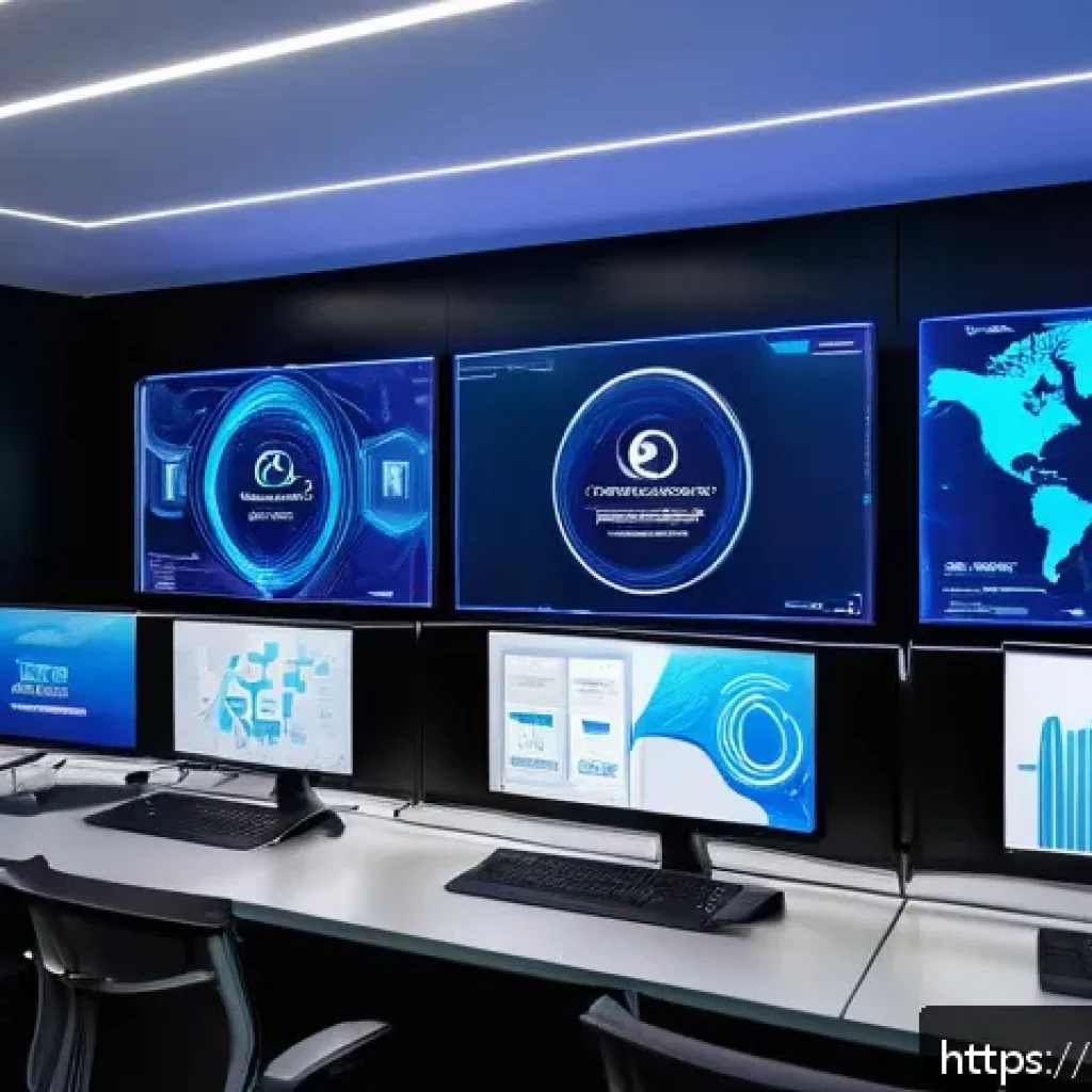Kubernetes로 서버 오케스트레이션 구현 - A modern data center control room with diverse IT professionals collaborating on container orchestra...