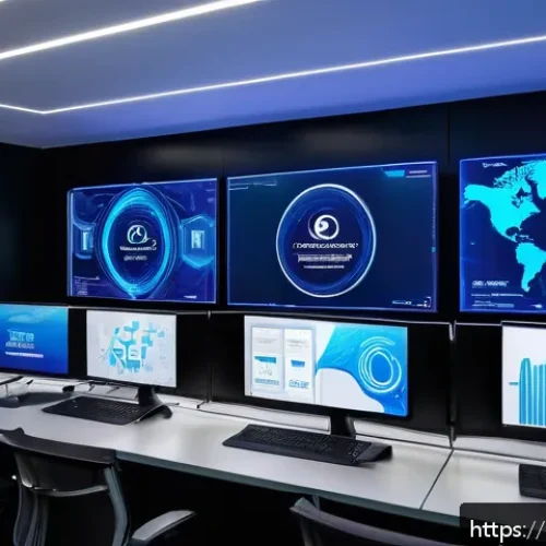 Kubernetes로 서버 오케스트레이션 구현 - A modern data center control room with diverse IT professionals collaborating on container orchestra...